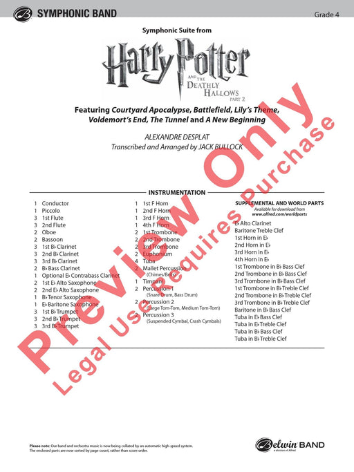 Harry Potter and the Deathly Hallows, Part 2, Symphonic Suite from Featuring: Courtyard Apocalypse / Battlefield / Lily’s Theme / Voldemort’s End / The Tunnel / A New Beginning 交響組曲 主題 總譜 | 小雅音樂 Hsiaoya Music
