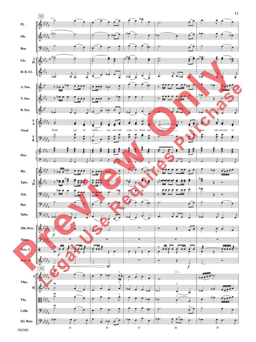 Thank You, Soldiers Combined Concert Band, String Orchestra and Full Orchestra Accompaniment for Choir 音樂會 弦樂團 管弦樂團伴奏 總譜 | 小雅音樂 Hsiaoya Music