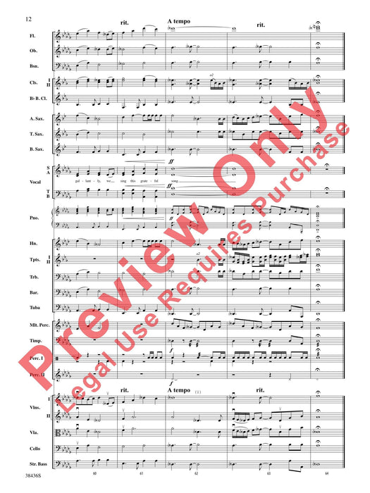 Thank You, Soldiers Combined Concert Band, String Orchestra and Full Orchestra Accompaniment for Choir 音樂會 弦樂團 管弦樂團伴奏 總譜 | 小雅音樂 Hsiaoya Music