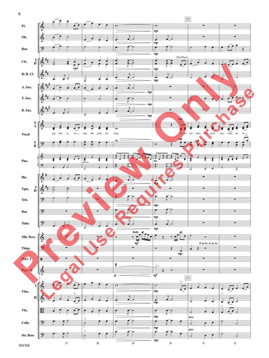Thank You, Soldiers Combined Concert Band, String Orchestra and Full Orchestra Accompaniment for Choir 音樂會 弦樂團 管弦樂團伴奏 總譜 | 小雅音樂 Hsiaoya Music