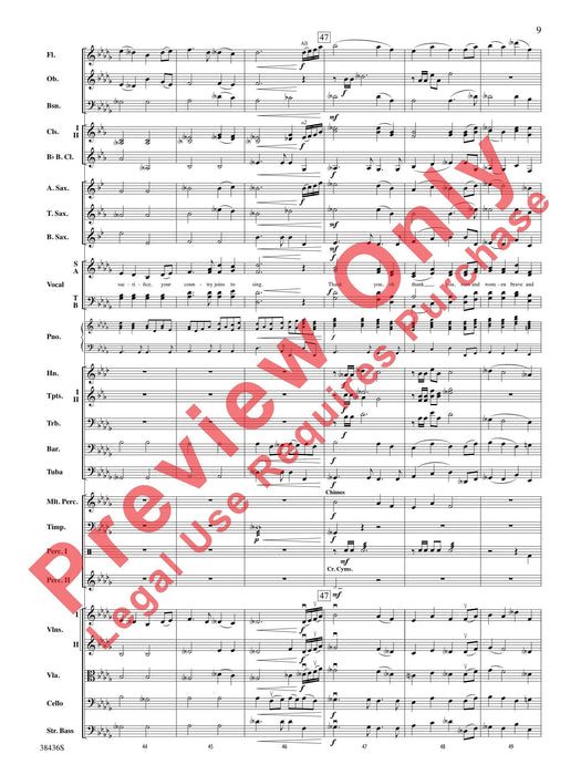 Thank You, Soldiers Combined Concert Band, String Orchestra and Full Orchestra Accompaniment for Choir 音樂會 弦樂團 管弦樂團伴奏 總譜 | 小雅音樂 Hsiaoya Music