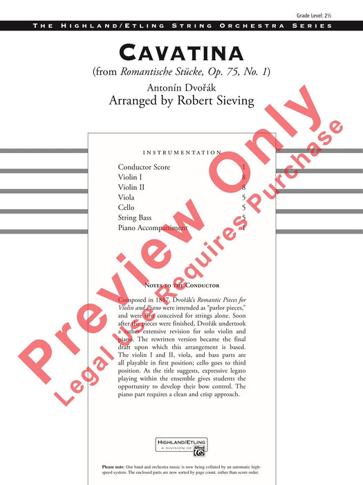 Cavatina From Romantische Stucke, Op. 75, No. 1 德弗札克 抒情短歌 總譜 | 小雅音樂 Hsiaoya Music