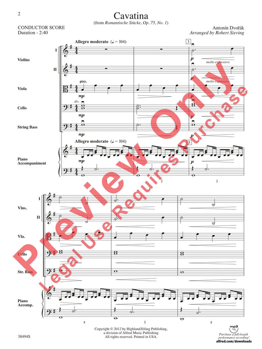 Cavatina From Romantische Stucke, Op. 75, No. 1 德弗札克 抒情短歌 總譜 | 小雅音樂 Hsiaoya Music