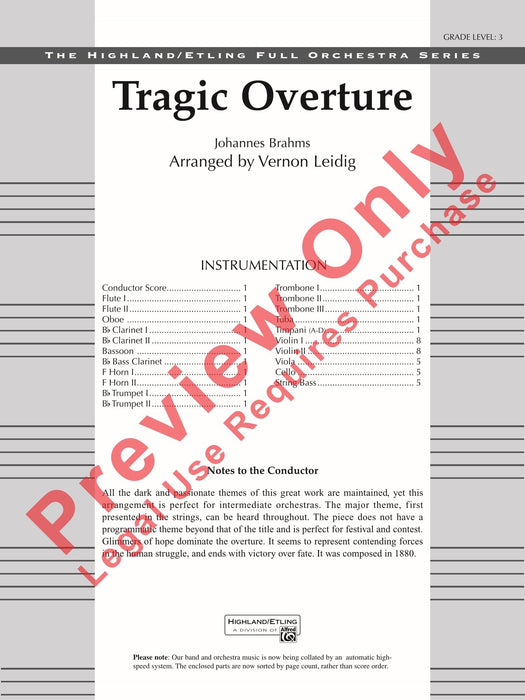 Tragic Overture 布拉姆斯 悲劇序曲 總譜 | 小雅音樂 Hsiaoya Music