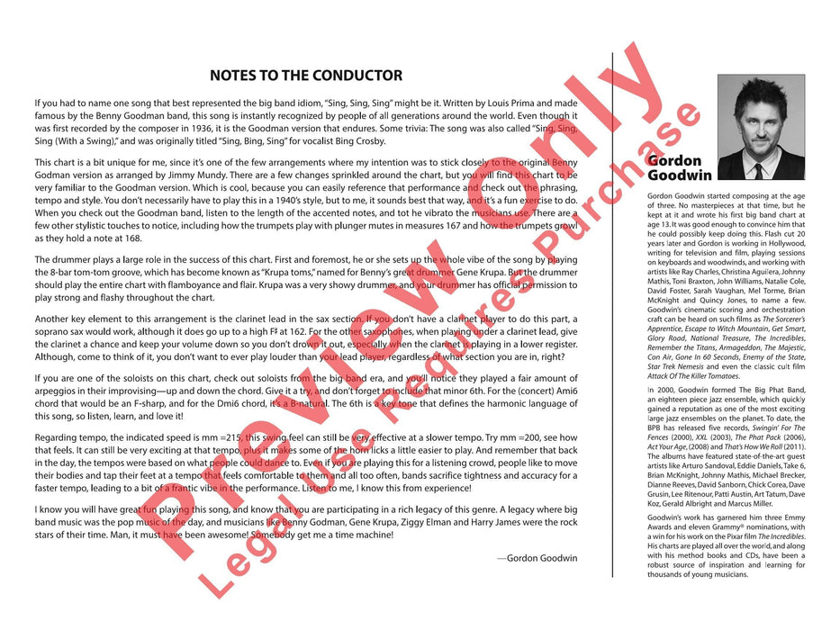 Sing, Sing, Sing As Performed by Gordon Goodwin's Big Phat Band 總譜 | 小雅音樂 Hsiaoya Music