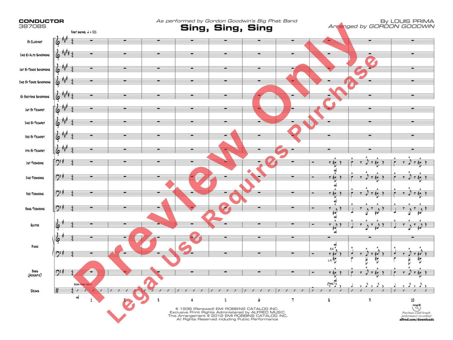 Sing, Sing, Sing As Performed by Gordon Goodwin's Big Phat Band 總譜 | 小雅音樂 Hsiaoya Music