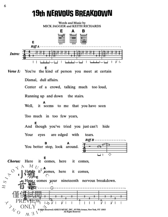 The Rolling Stones: Lyric & Chord Songbook 和弦 | 小雅音樂 Hsiaoya Music