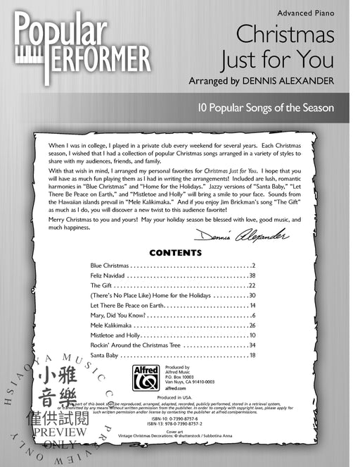 Popular Performer: Christmas Just for You 10 Popular Songs of the Season | 小雅音樂 Hsiaoya Music