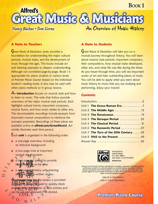 Alfred's Great Music & Musicians, Book 1 An Overview of Music History | 小雅音樂 Hsiaoya Music