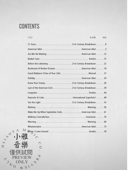 Green Day: Sheet Music Anthology | 小雅音樂 Hsiaoya Music