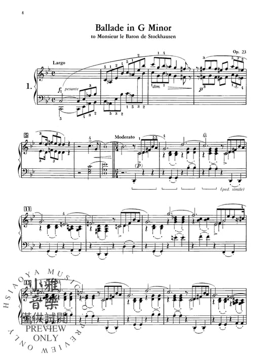 Chopin: Ballades 蕭邦 敘事曲 | 小雅音樂 Hsiaoya Music