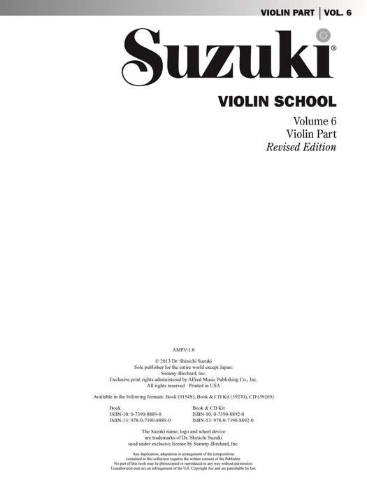 Suzuki Violin School, Volume 6 International Edition 小提琴附CD | 小雅音樂 Hsiaoya Music