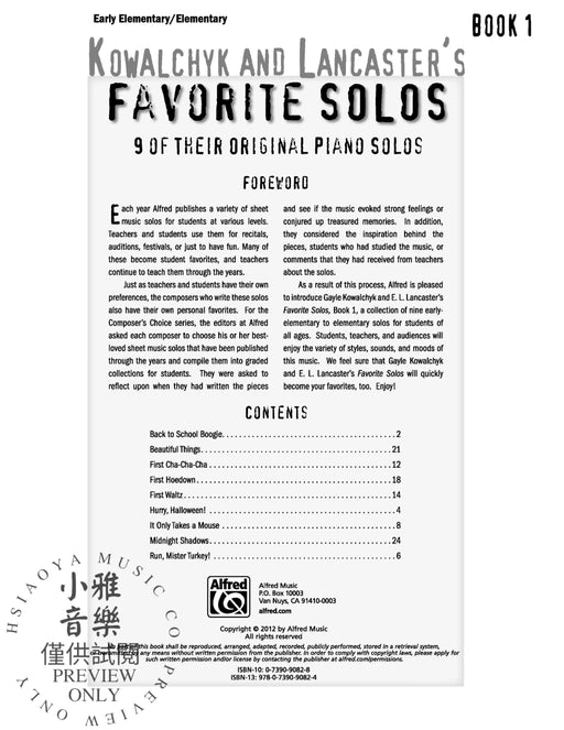 Kowalchyk and Lancaster's Favorite Solos, Book 1 9 of Their Original Piano Solos 獨奏 鋼琴 獨奏 | 小雅音樂 Hsiaoya Music
