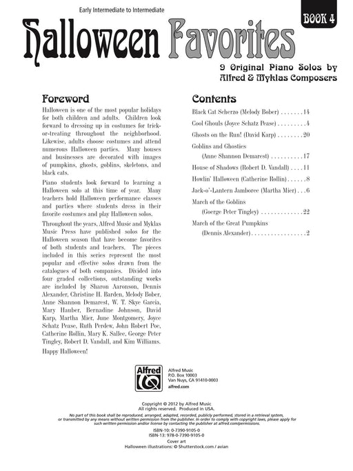 Halloween Favorites, Book 4 9 Original Piano Solos by Alfred and Myklas Composers 鋼琴 獨奏 | 小雅音樂 Hsiaoya Music