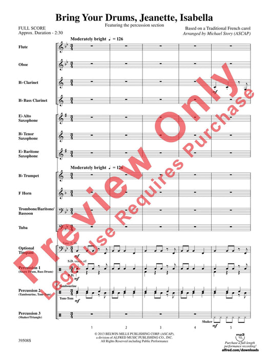 Bring Your Drums, Jeanette, Isabella Featuring the Percussion Section 擊樂器 總譜 | 小雅音樂 Hsiaoya Music