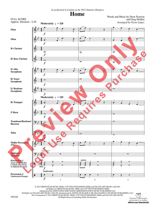 Home As Performed in London at the 2012 Summer Olympics 總譜 | 小雅音樂 Hsiaoya Music