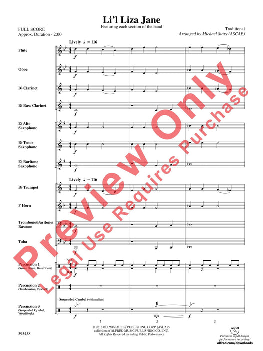 Li'l Liza Jane Featuring Each Section of the Band 樂節 總譜 | 小雅音樂 Hsiaoya Music