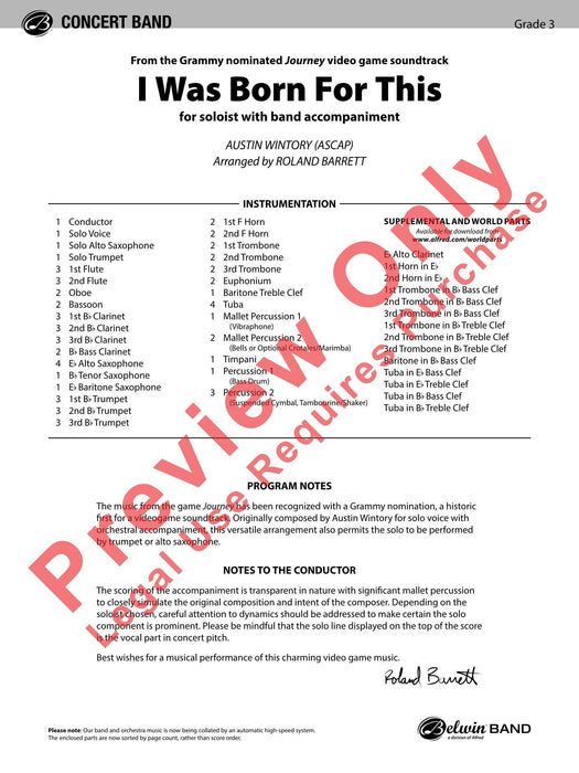 I Was Born for This For Soloist with Band Accompaniment 獨奏 伴奏 總譜 | 小雅音樂 Hsiaoya Music