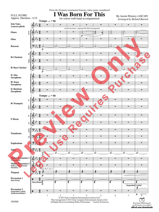 I Was Born for This For Soloist with Band Accompaniment 獨奏 伴奏 總譜 | 小雅音樂 Hsiaoya Music