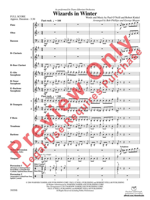 Wizards in Winter As Performed by Trans-Siberian Orchestra 管弦樂團 總譜 | 小雅音樂 Hsiaoya Music