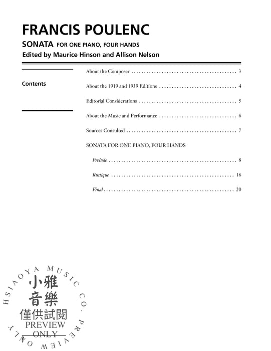 Poulenc: Sonata 1919 Edition for One Piano, Four Hands 奏鳴曲 鋼琴四手聯彈 | 小雅音樂 Hsiaoya Music