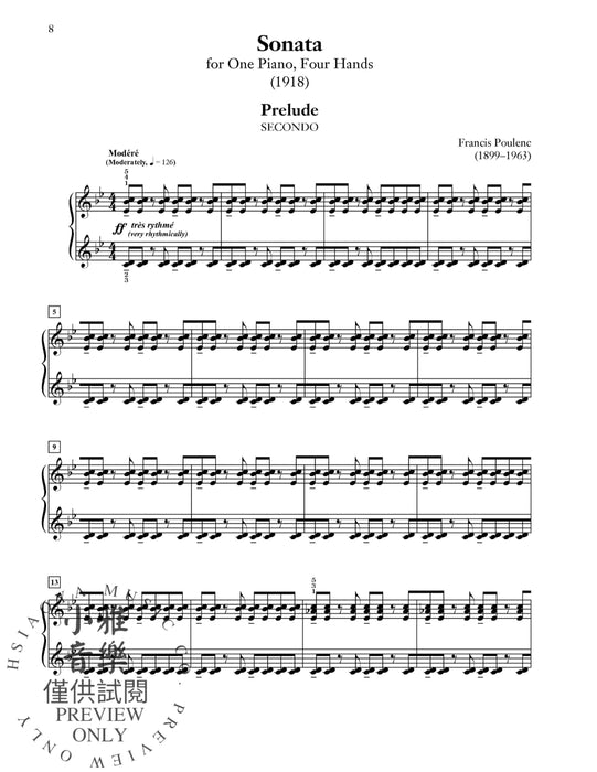 Poulenc: Sonata 1919 Edition for One Piano, Four Hands 奏鳴曲 鋼琴四手聯彈 | 小雅音樂 Hsiaoya Music