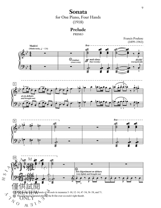 Poulenc: Sonata 1919 Edition for One Piano, Four Hands 奏鳴曲 鋼琴四手聯彈 | 小雅音樂 Hsiaoya Music
