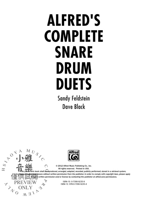 Alfred's Complete Snare Drum Duets 21 Duets that Correlate with Alfred's Drum Method, Books 1 & 2 鼓二重奏 鼓 | 小雅音樂 Hsiaoya Music