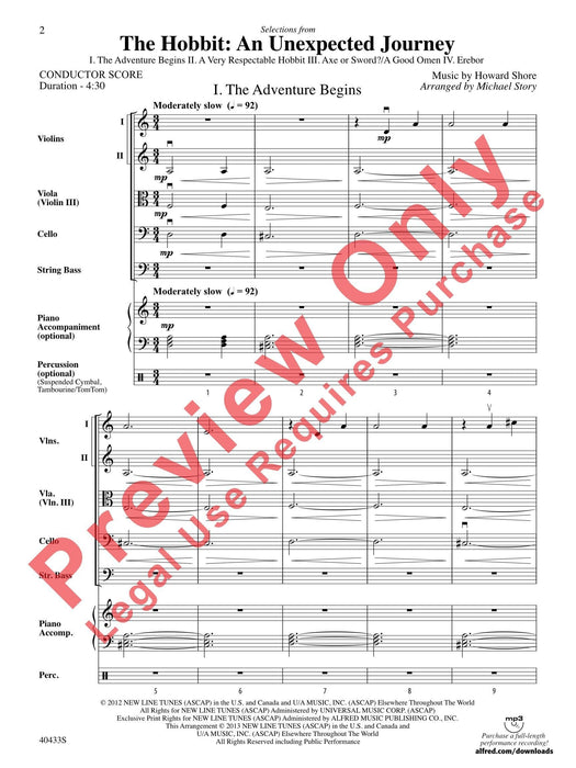 The Hobbit: An Unexpected Journey, Selections from I. The Adventure Begins / II. A Very Respectable Hobbit / III. Erebor 總譜 | 小雅音樂 Hsiaoya Music