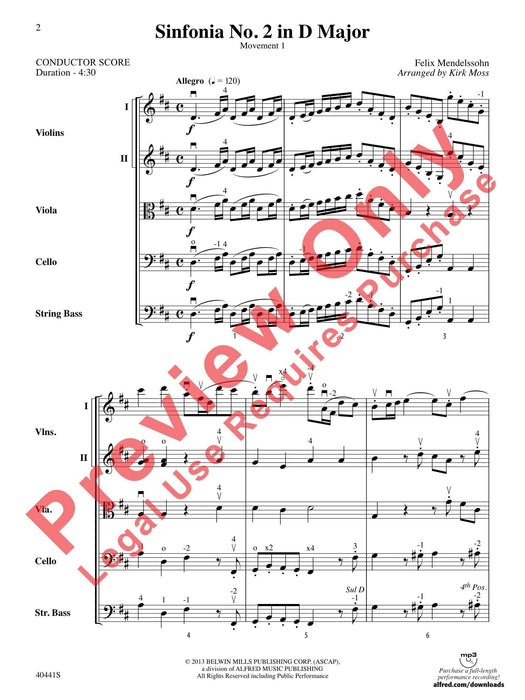 Sinfonia No. 2 in D Major Movement 1 孟德爾頌,菲利克斯 交響曲 樂章 總譜 | 小雅音樂 Hsiaoya Music
