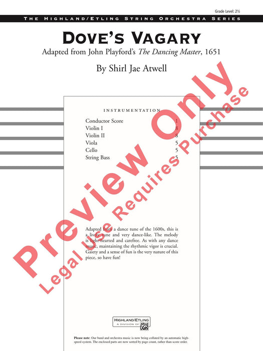 Dove's Vagary Adapted from John Playford's The Dancing Master, 1651 總譜 | 小雅音樂 Hsiaoya Music