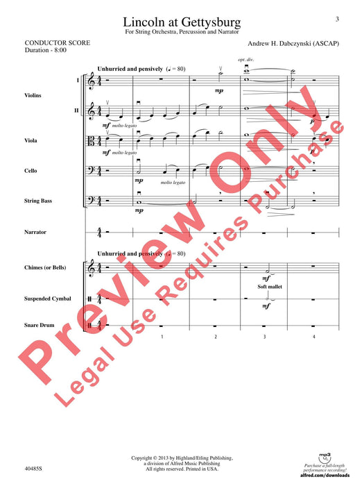 Lincoln at Gettysburg For String Orchestra, Percussion and Narrator 弦樂團擊樂器 總譜 | 小雅音樂 Hsiaoya Music