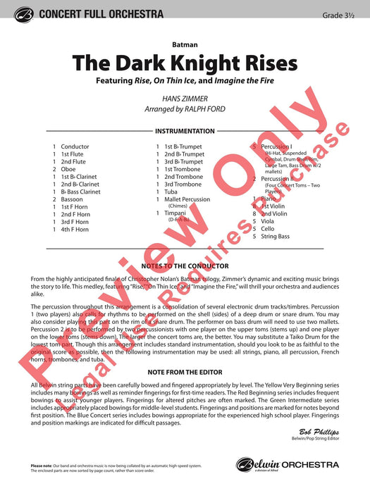 Batman: The Dark Knight Rises Featuring: Rise / On Thin Ice / Imagine the Fire 總譜 | 小雅音樂 Hsiaoya Music