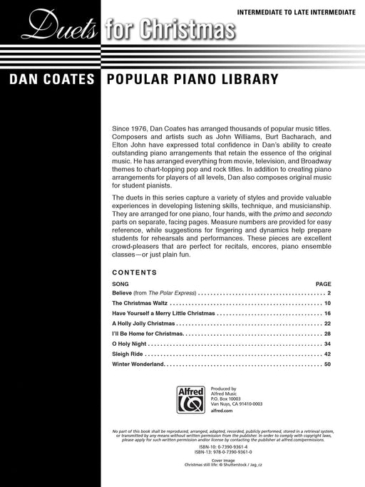 Dan Coates Popular Piano Library: Duets for Christmas 鋼琴 二重奏 | 小雅音樂 Hsiaoya Music