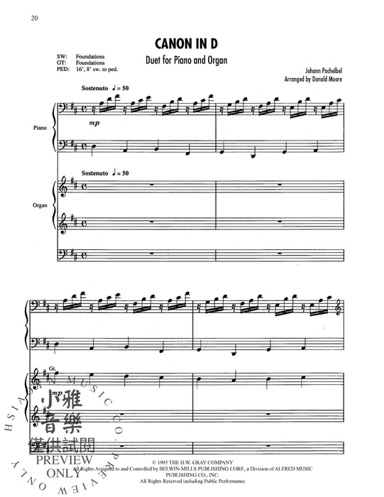 Sunday Morning Organist, Volume 10: Organ & Piano Wedding Duos 管風琴 管風琴 鋼琴 二重奏 | 小雅音樂 Hsiaoya Music