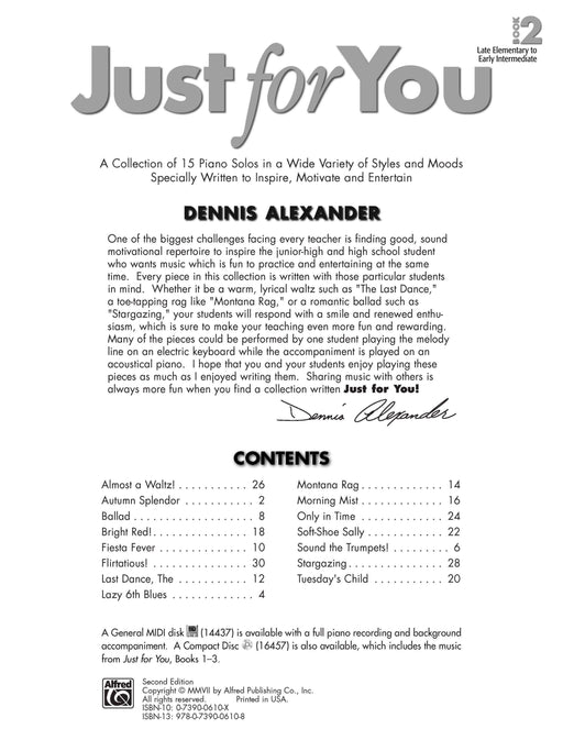 Just for You, Book 2 A Collection of Pieces in a Wide Variety of Styles and Moods. Specially Written to Inspire, Motivate, and Entertain 小品 | 小雅音樂 Hsiaoya Music