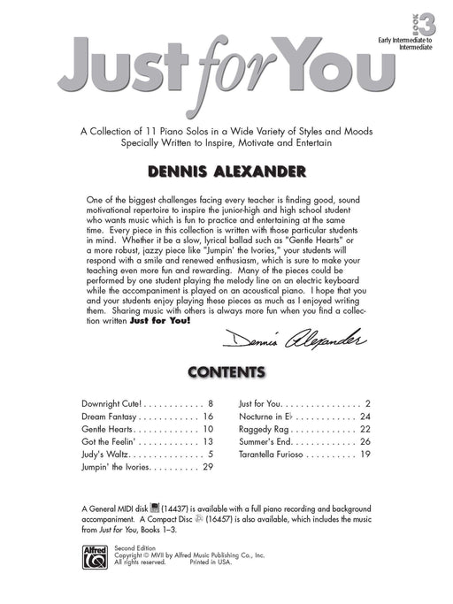 Just for You, Book 3 A Collection of 11 Piano Solos in a Wide Variety of Styles and Moods Specially Written to Inspire, Motivate, and Entertain 鋼琴 獨奏 | 小雅音樂 Hsiaoya Music