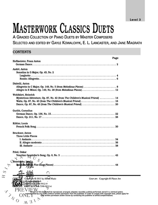 Masterwork Classics Duets, Level 3 A Graded Collection of Piano Duets by Master Composers 二重奏 鋼琴 二重奏 | 小雅音樂 Hsiaoya Music