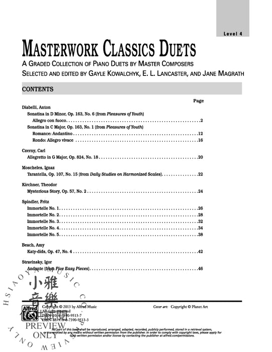 Masterwork Classics Duets, Level 4 A Graded Collection of Piano Duets by Master Composers 二重奏 鋼琴 二重奏 | 小雅音樂 Hsiaoya Music