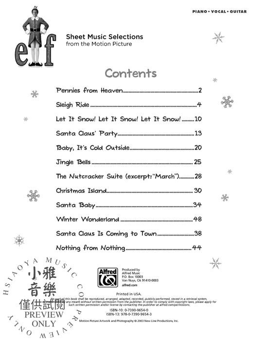Elf: Sheet Music Selections from the Motion Picture | 小雅音樂 Hsiaoya Music