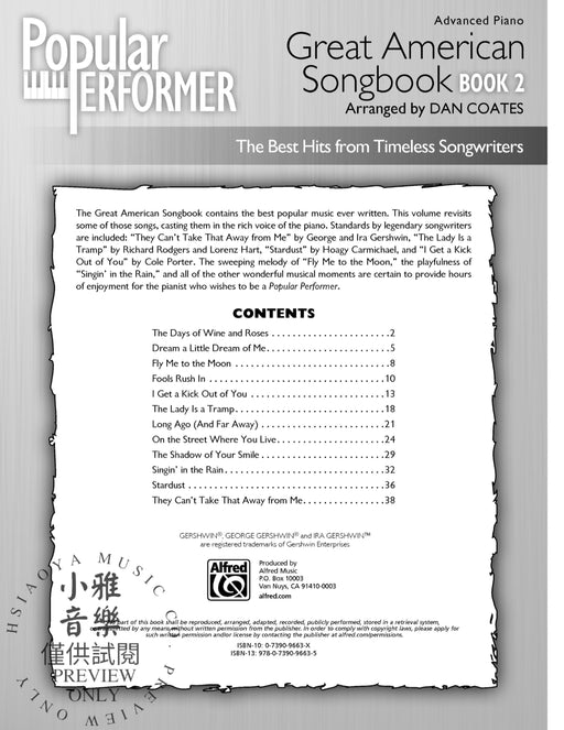 Popular Performer: Great American Songbook, Book 2 The Best Hits from Timeless Songwriters | 小雅音樂 Hsiaoya Music