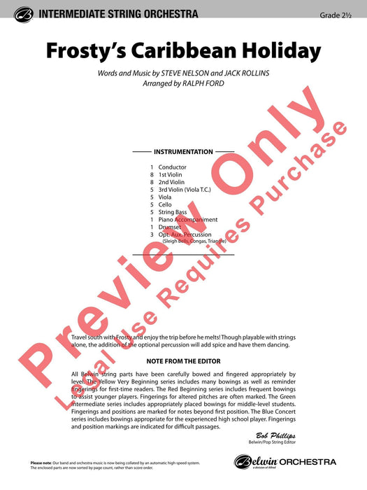 Frosty's Caribbean Holiday 總譜 | 小雅音樂 Hsiaoya Music