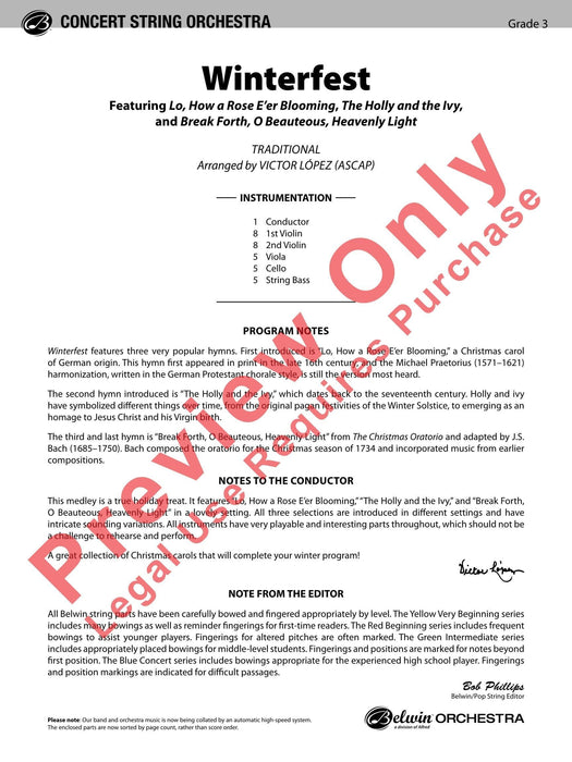 Winterfest Featuring: Lo, How a Rose E'er Blooming / The Holly and the Ivy / Break Forth, O Beauteous, Heavenly Light 總譜 | 小雅音樂 Hsiaoya Music