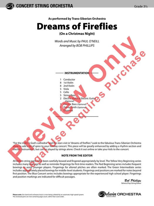 Dreams of Fireflies (On a Christmas Night) As Performed by Trans-Siberian Orchestra 管弦樂團 總譜 | 小雅音樂 Hsiaoya Music