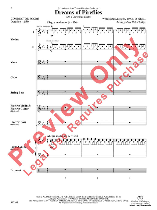 Dreams of Fireflies (On a Christmas Night) As Performed by Trans-Siberian Orchestra 管弦樂團 總譜 | 小雅音樂 Hsiaoya Music