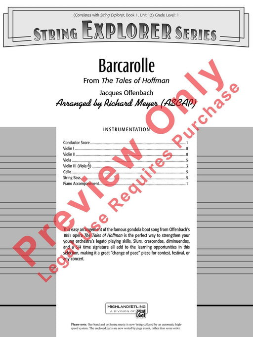 Barcarolle (from The Tales of Hoffman) 歐芬巴赫 船歌 總譜 | 小雅音樂 Hsiaoya Music