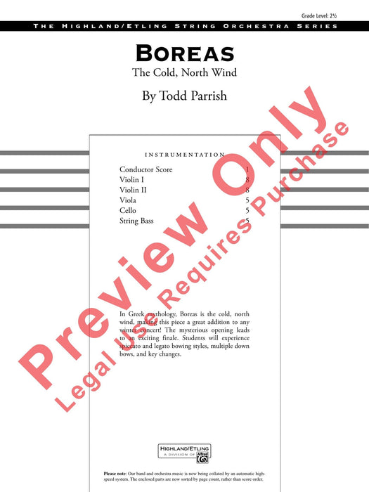 Boreas The Cold, North Wind 管樂 總譜 | 小雅音樂 Hsiaoya Music