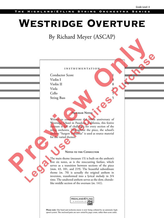 Westridge Overture 序曲 總譜 | 小雅音樂 Hsiaoya Music