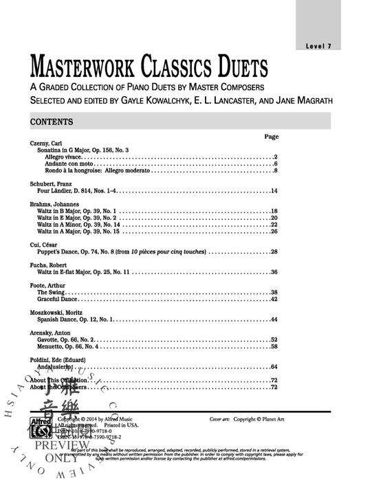 Masterwork Classics Duets, Level 7 A Graded Collection of Piano Duets by Master Composers 二重奏 鋼琴 二重奏 | 小雅音樂 Hsiaoya Music