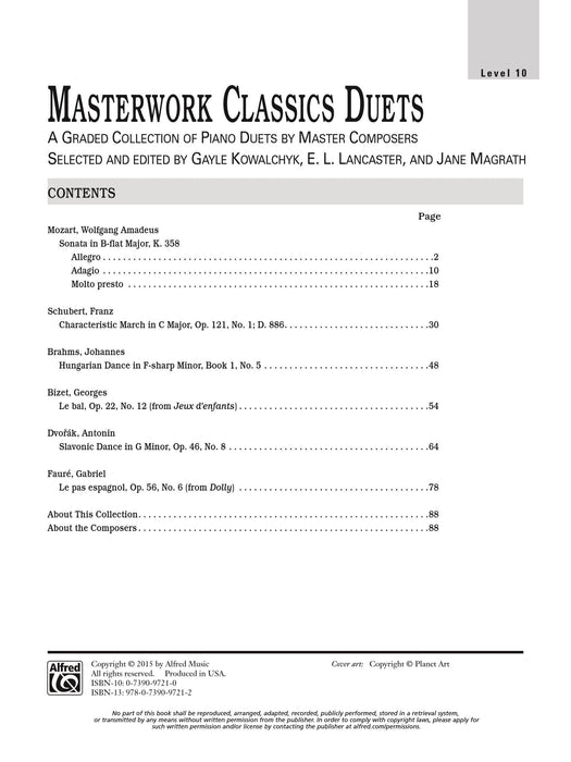Masterwork Classics Duets, Level 10 A Graded Collection of Piano Duets by Master Composers 二重奏 鋼琴 二重奏 | 小雅音樂 Hsiaoya Music